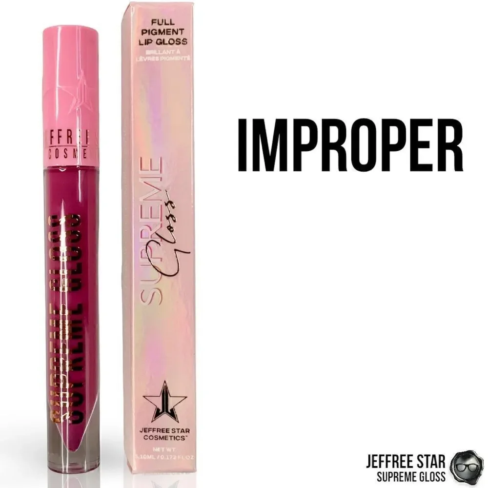 JEFFREE STAR IMPROPER SUPREME GLOSS FULL PIGMENT LIP COLOR DARK MAUVE NEW IN BOX